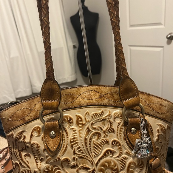 Patricia Nash Brown and Cream Floral Shoulder Bag - Picture 3 of 6